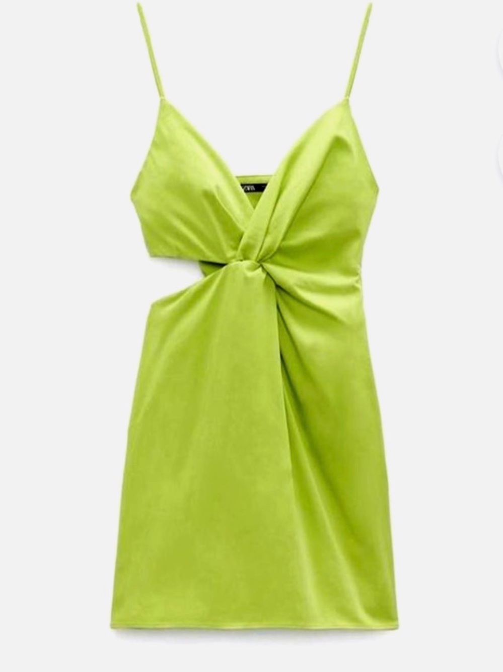 Zara Women’s Lime Green Twist-Front Spaghetti Strap Dress